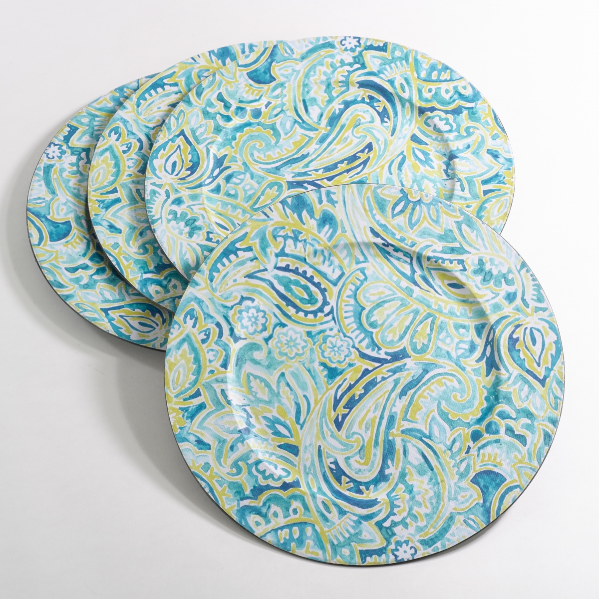 Ch150.m14r 14 In. Round Decorative Paisley Design Charger Plate, Multi Color - Set Of 4
