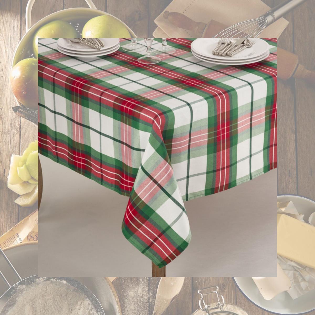 Picture of SARO 5002.M70S 70 in. Square Vernor Plaid Design Holiday Tablecloth  Multi Color