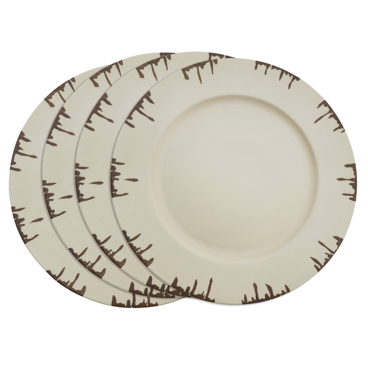 Ch133.i13r 13 In. Round Distressed Edge Charger Plate, Ivory - Set Of 4