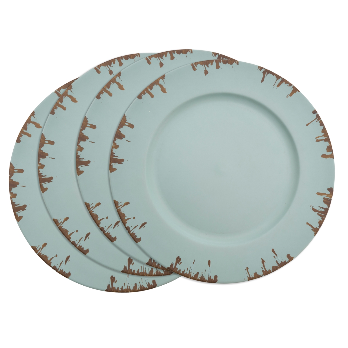 Ch133.bl13r 13 In. Round Distressed Edge Charger Plate, Blue - Set Of 4