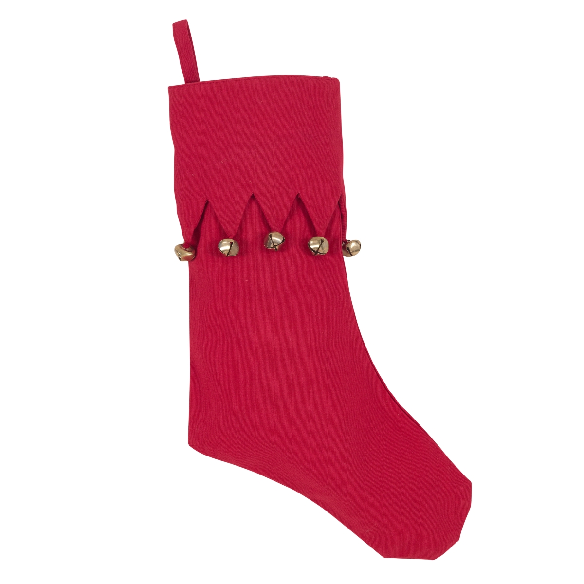 9020.r1319b 13 X 19 In. Rectangle Jingle Bell Accent Cotton Christmas Stocking, Red