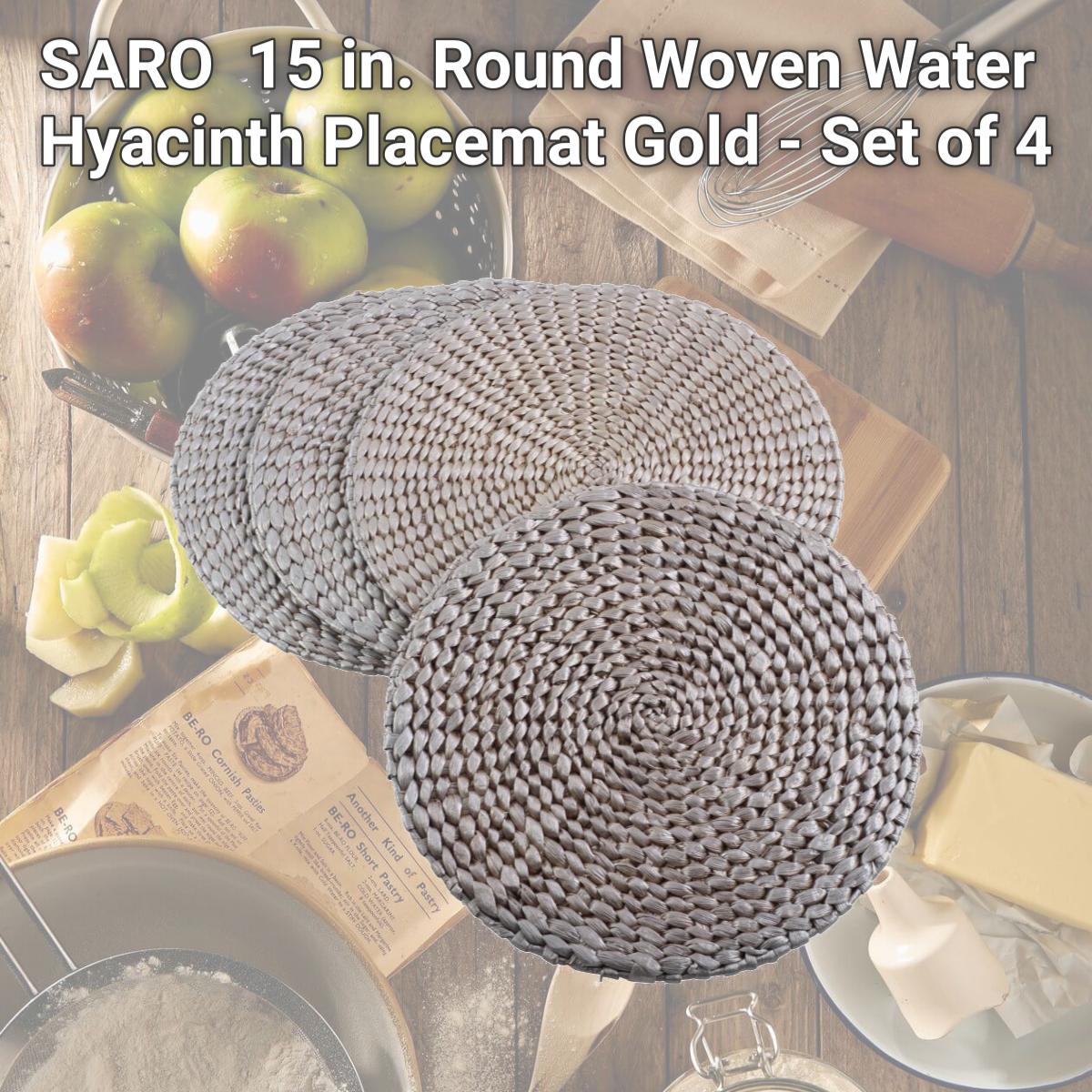Picture of SARO 1404.GL15R 15 in. Round Woven Water Hyacinth Placemat  Gold - Set of 4