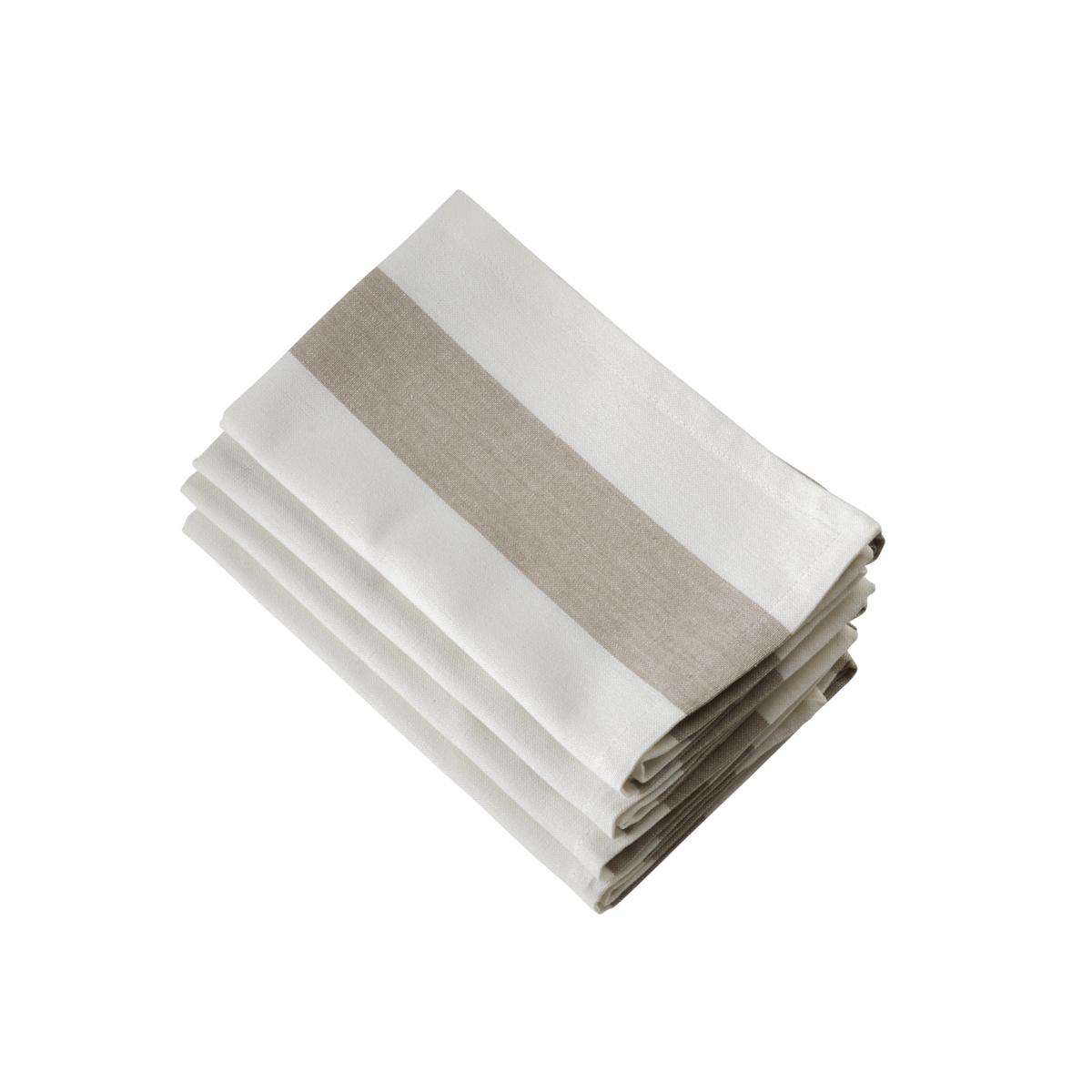 Picture of SARO 8024.T20S 20 in. Square Cotton Napkins with Striped Design  Taupe - Set of 4