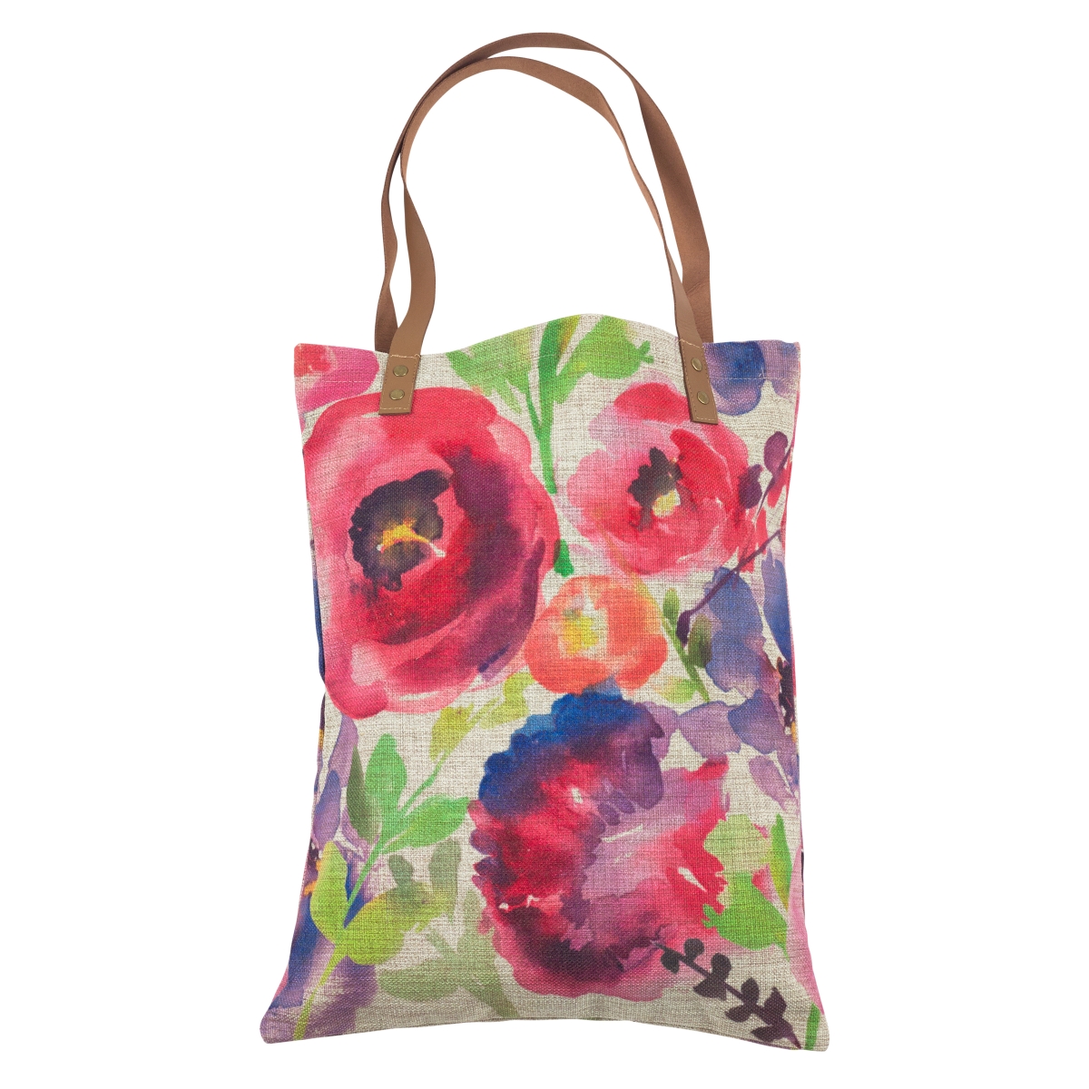 1649.m 14 X 18 In. Watercolor Floral Market Shopper Bag, Multi Color
