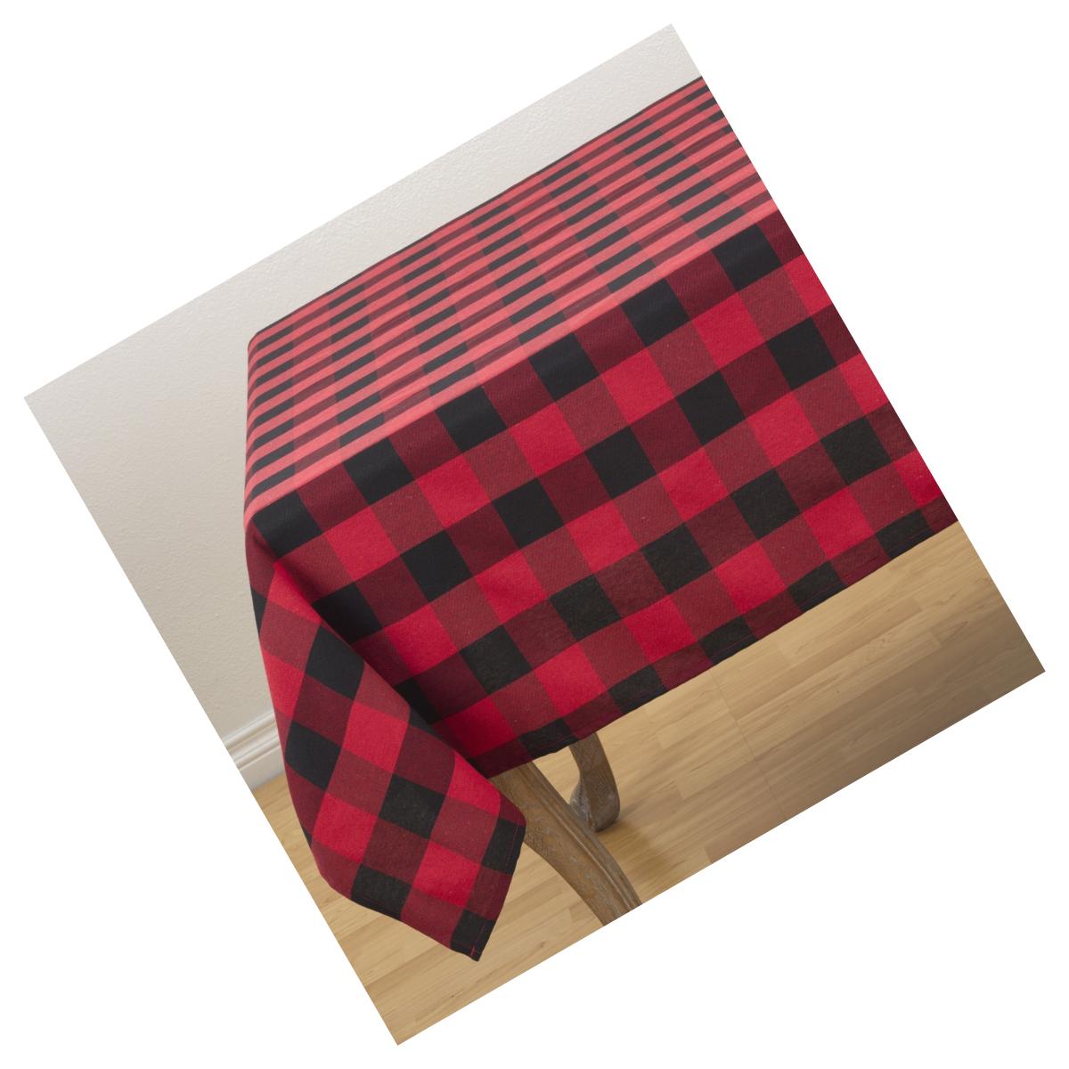 Picture of SARO 5026.R70S 70 in. Square Buffalo Plaid Design Cotton Blend Tablecloth  Red