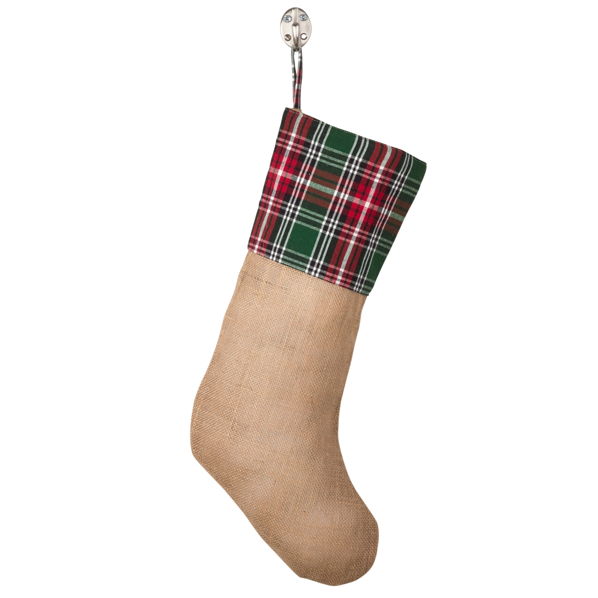 1216.m1319 13 X 19 In. Edinburgh Plaid Design Holiday Jute Cotton Christmas Stocking, Multi Color