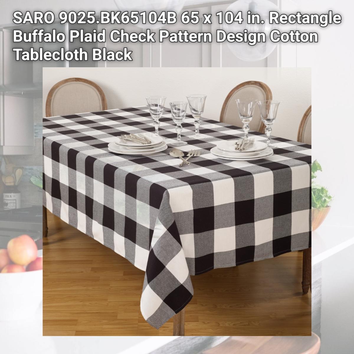 Picture of SARO 9025.BK65104B 65 x 104 in. Rectangle Buffalo Plaid Check Pattern Design Cotton Tablecloth  Black
