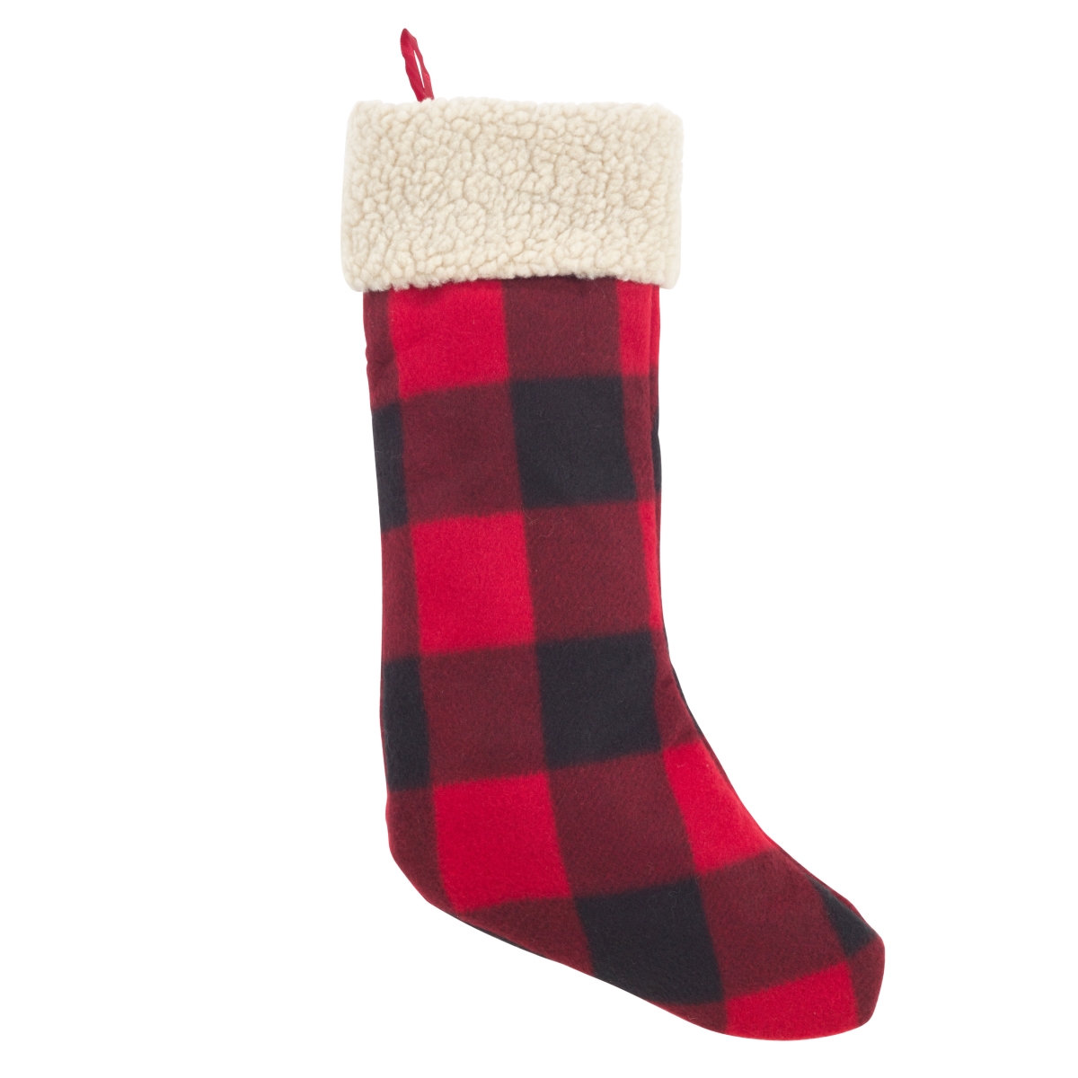 1786.r1018 10 X 18 In. Classic Red & Black Buffalo Plaid Stocking With Sherpa Cuff, Red