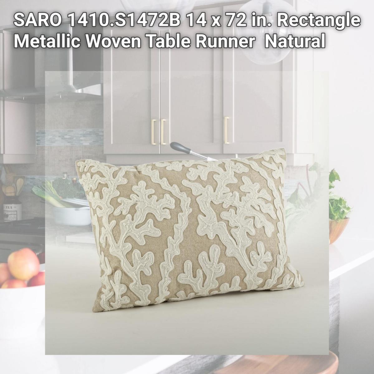 Picture of SARO 1410.S1472B 14 x 72 in. Rectangle Metallic Woven Table Runner  Natural