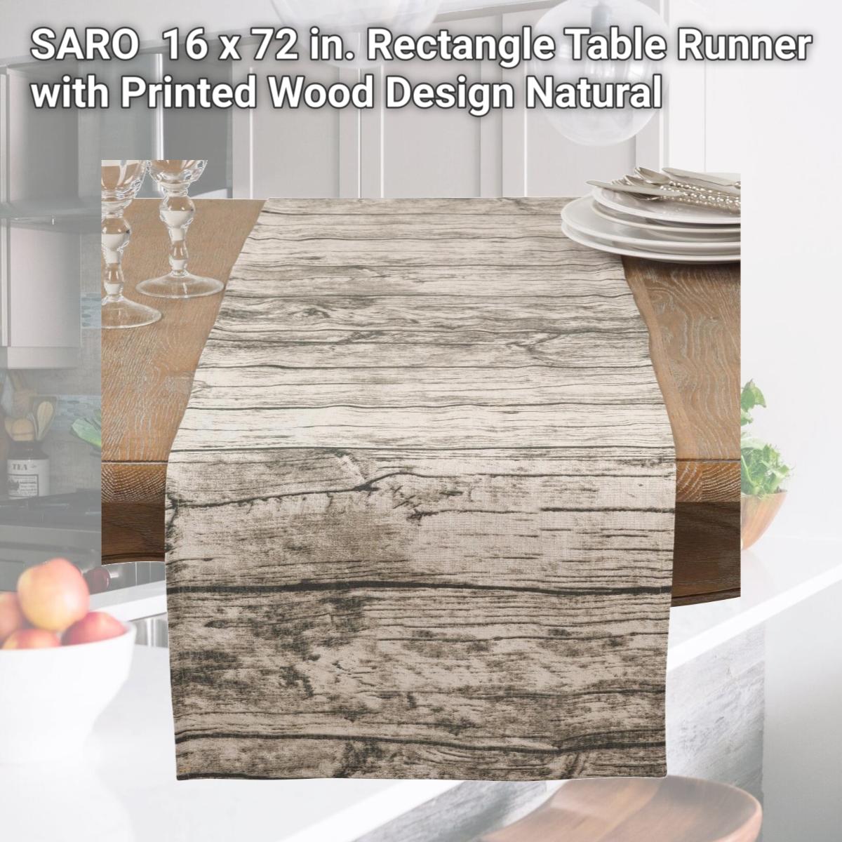 Picture of SARO 426.N1672B 16 x 72 in. Rectangle Table Runner with Printed Wood Design  Natural
