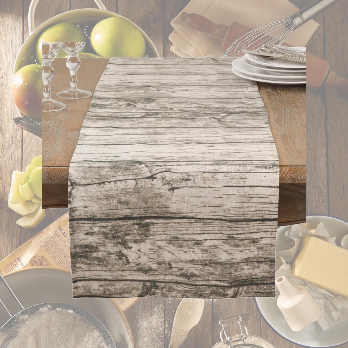 Picture of SARO 426.N1672B 16 x 72 in. Rectangle Table Runner with Printed Wood Design  Natural