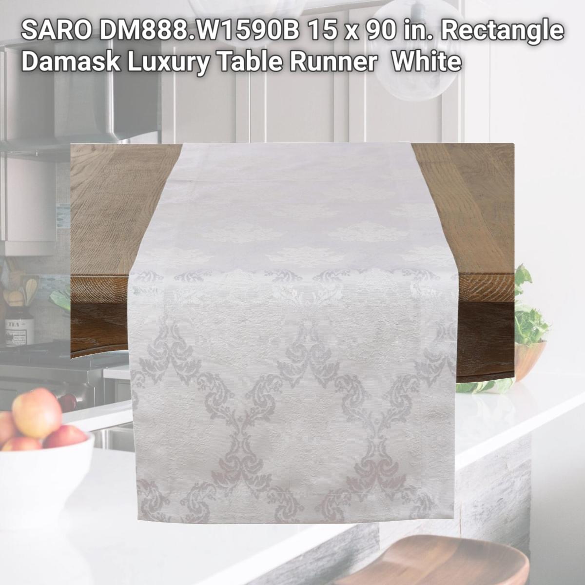 Picture of SARO DM888.W1590B 15 x 90 in. Rectangle Damask Luxury Table Runner  White