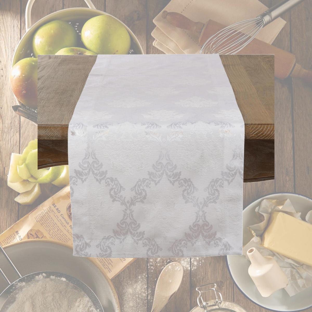Picture of SARO DM888.W1590B 15 x 90 in. Rectangle Damask Luxury Table Runner  White