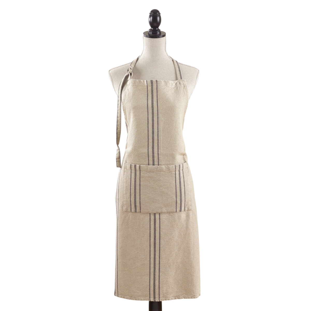 1117.n01 20 In. Classic Tie Striped Linen Apron - Natural