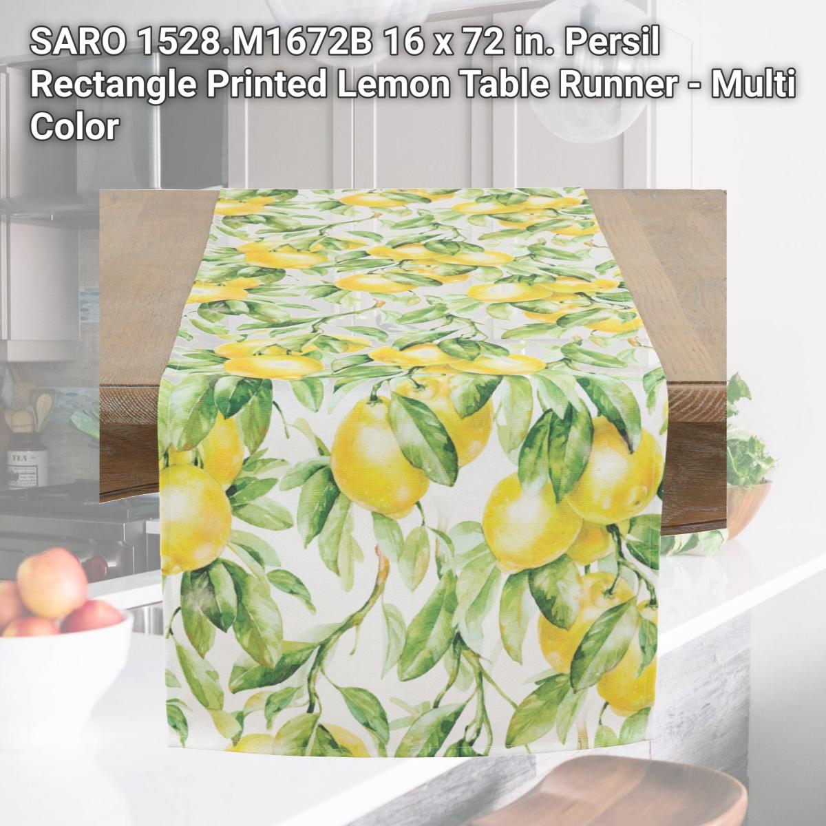 Picture of SARO 1528.M1672B 16 x 72 in. Persil Rectangle Printed Lemon Table Runner - Multi Color