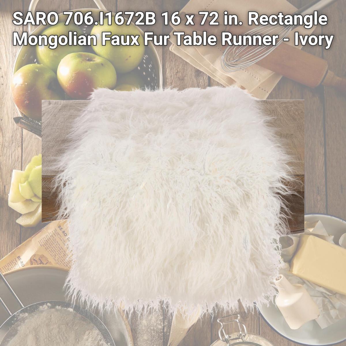 Picture of SARO 706.I1672B 16 x 72 in. Rectangle Mongolian Faux Fur Table Runner - Ivory