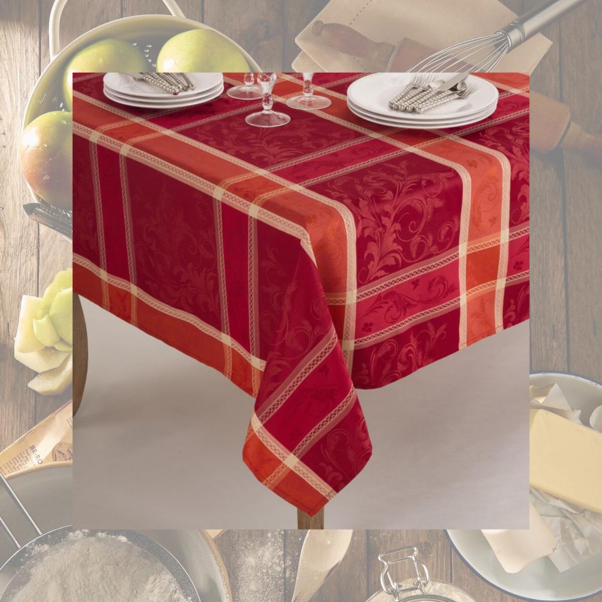 Picture of SARO 3005.M70S 70 in. Pumpion Collection Plaid Design Tablecloth  Multi Color - Square