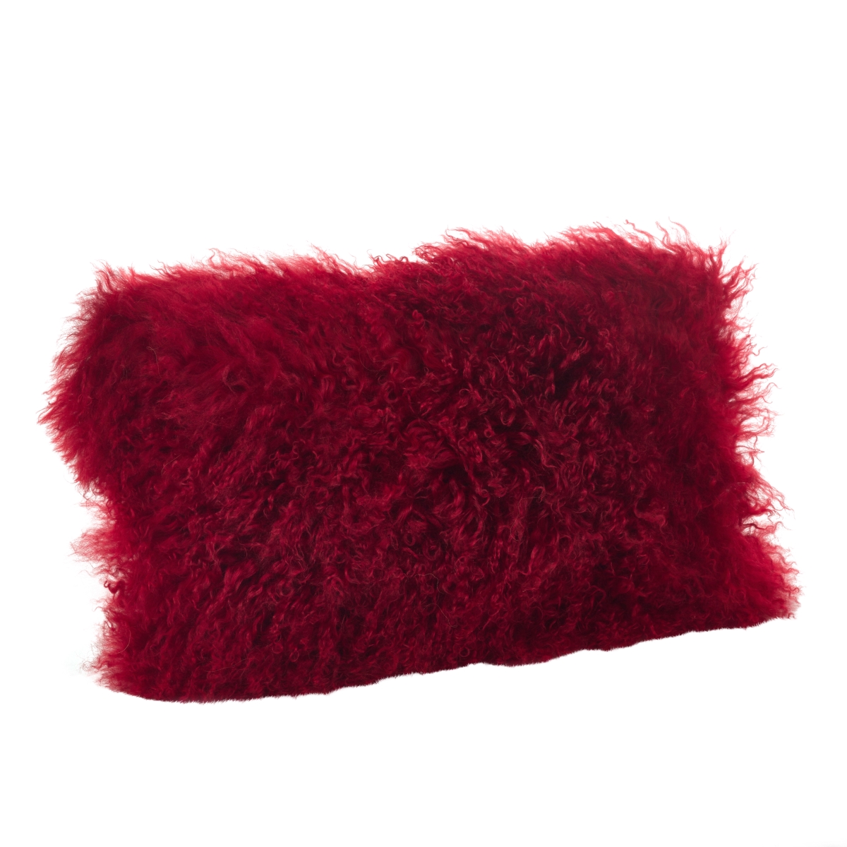 3564.r1220b 12 X 20 In. Wool Mongolian Lamb Fur Throw Pillow, Red