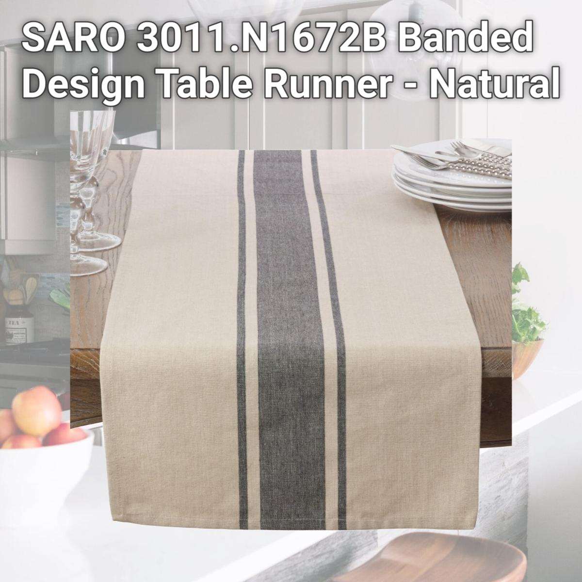 Picture of SARO 3011.N1672B Banded Design Table Runner - Natural