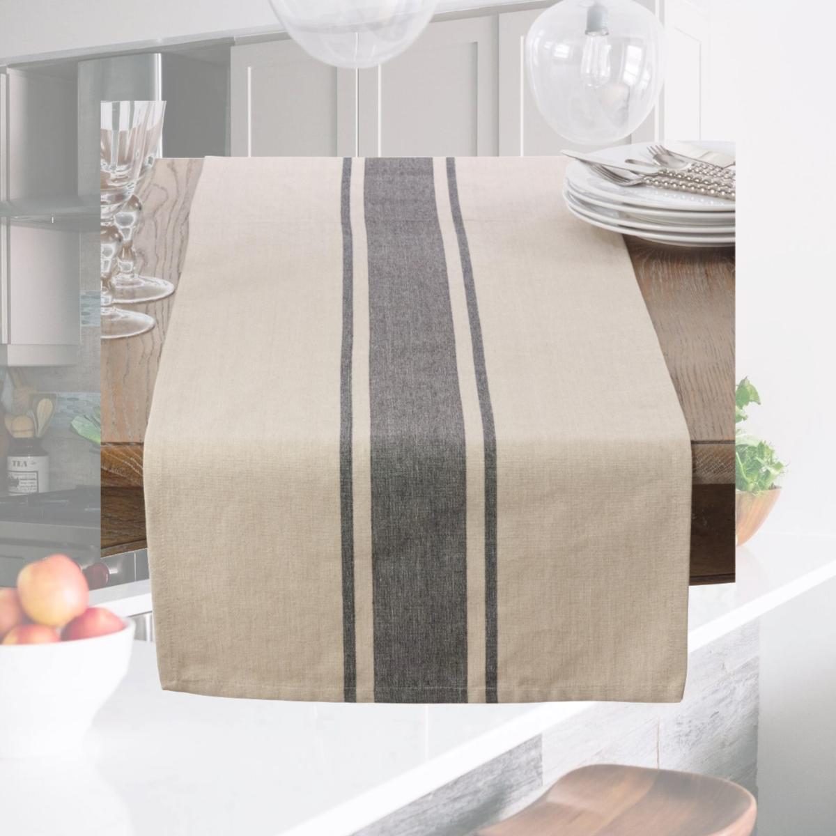 Picture of SARO 3011.N1672B Banded Design Table Runner - Natural