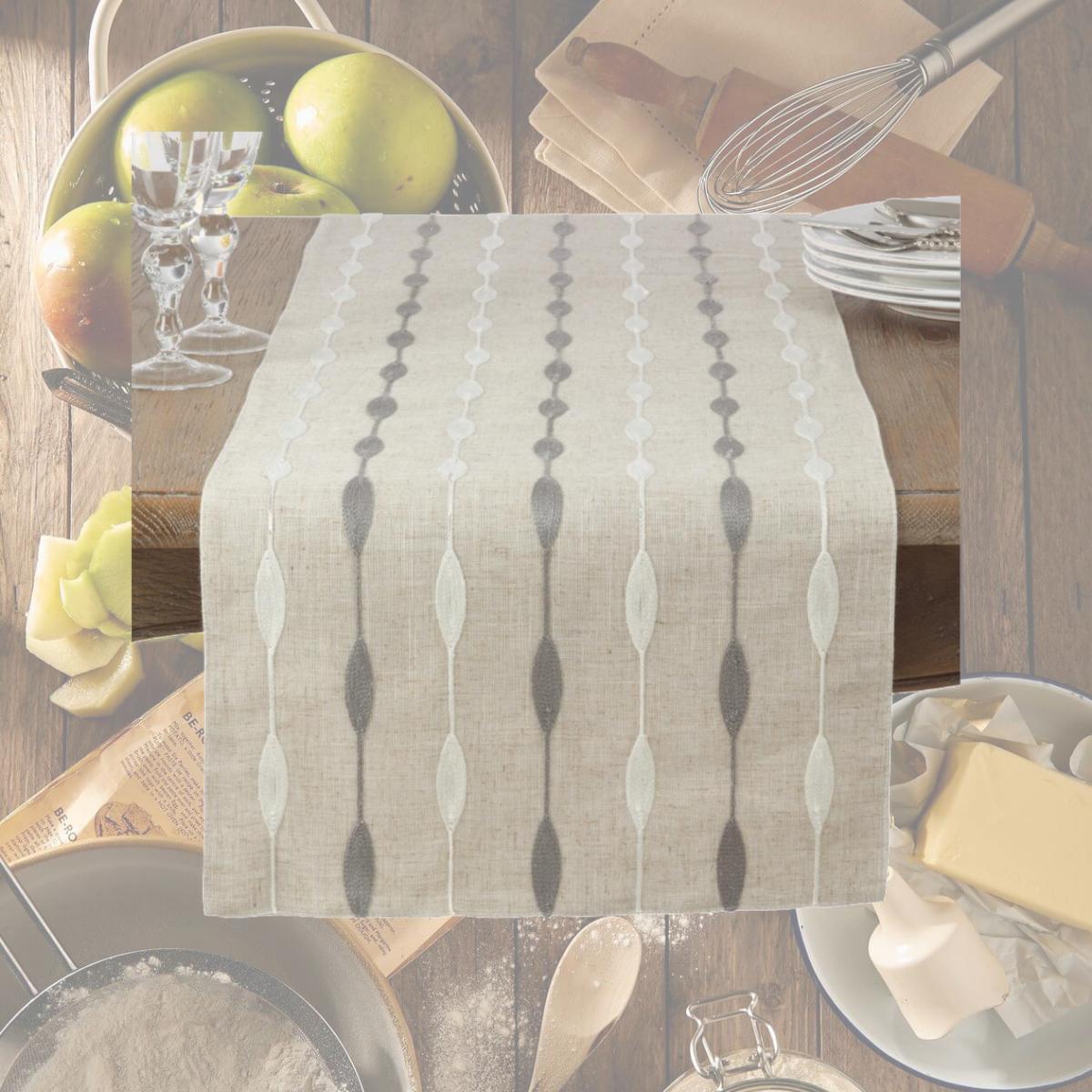 Picture of SARO 2293.N1670B Modern Embroidered Design Table Runner - Natural