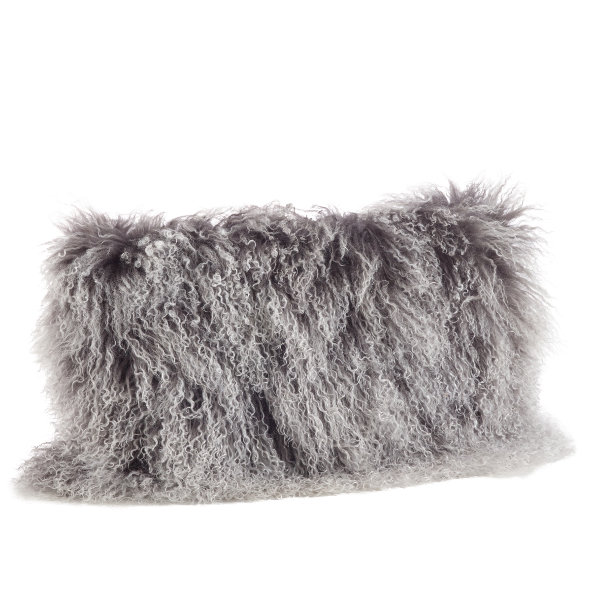 3564.ck1220b 12 X 20 In. Wool Mongolian Lamb Fur Throw Pillow - Charcoal