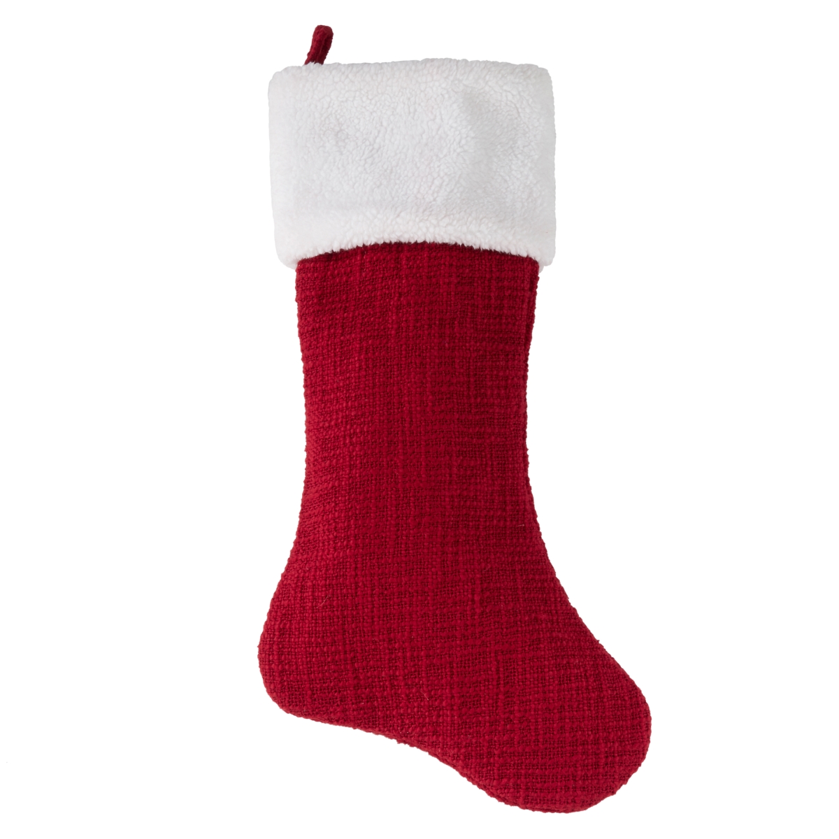 2050.r1319 Classic Cotton Christmas Stocking With Sherpa Cuff, Red
