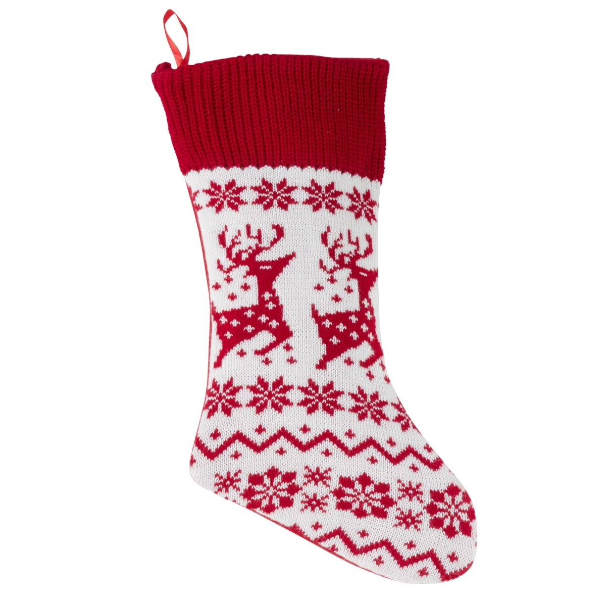 2060.r1720 Christmas Stocking Reindeer Sweater, Red & White