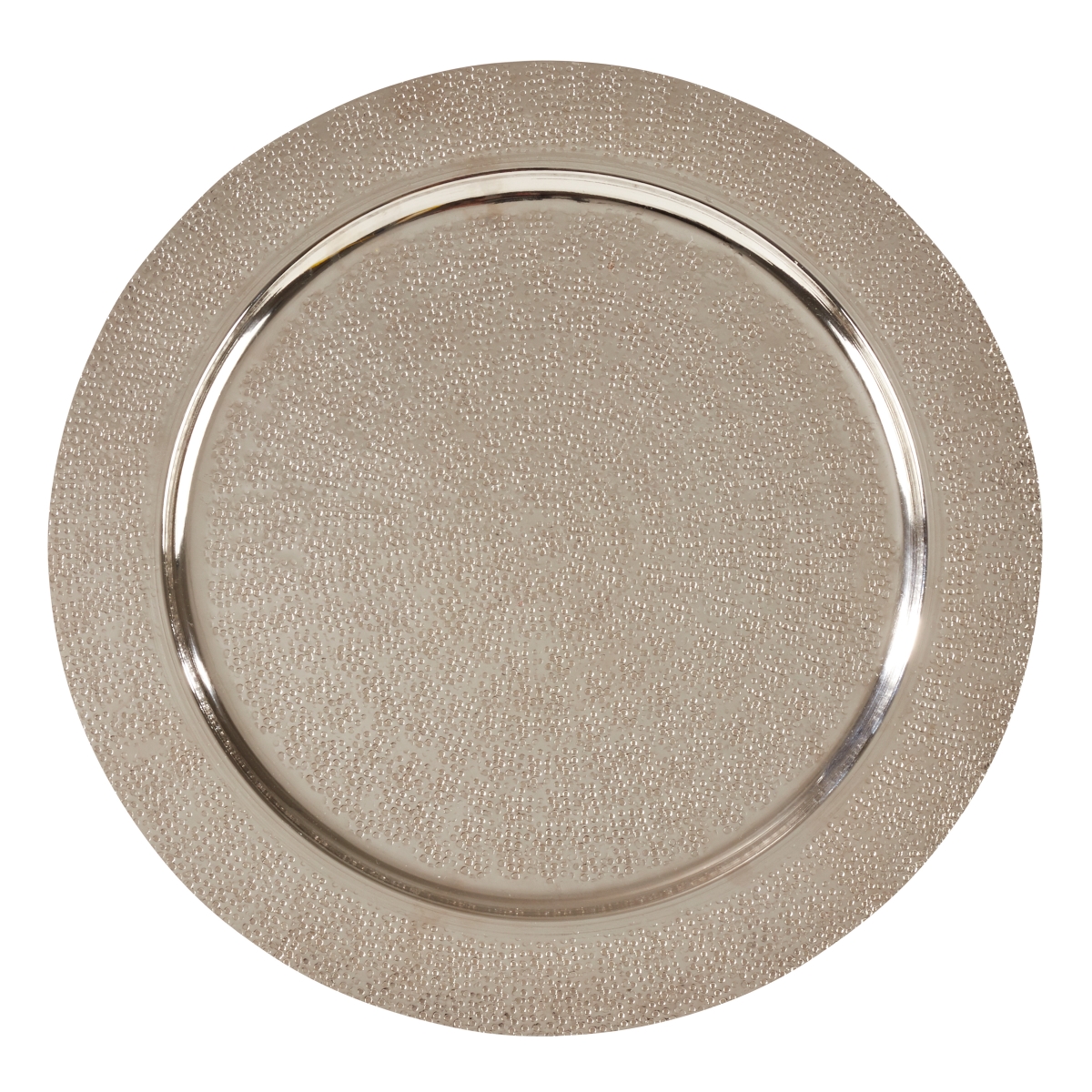 Ch945.s13r 13 In. Round Aluminum Charger Plates With Hammered Design - Silver, Set Of 4
