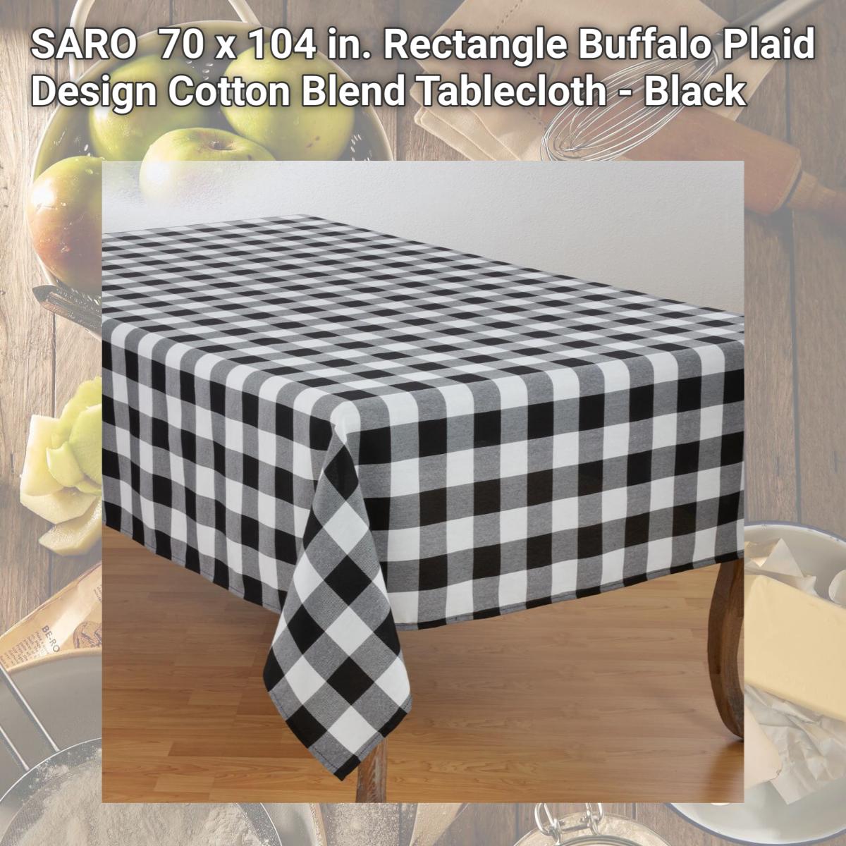 Picture of SARO 5026.BK70104B 70 x 104 in. Rectangle Buffalo Plaid Design Cotton Blend Tablecloth - Black 