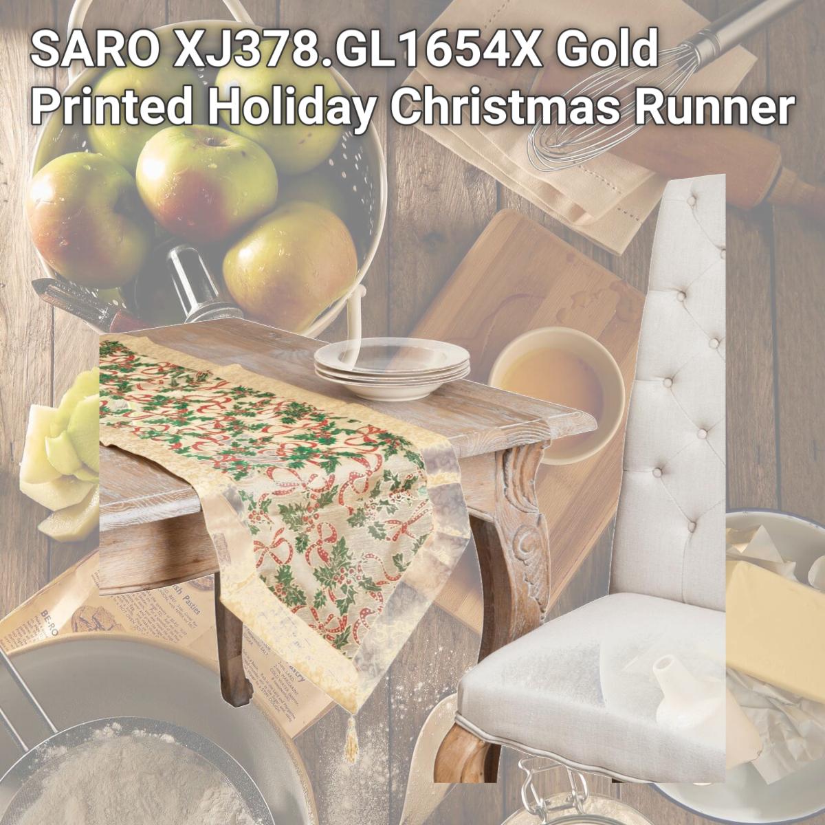 Picture of SARO XJ378.GL1654X Gold Printed Holiday Christmas Runner