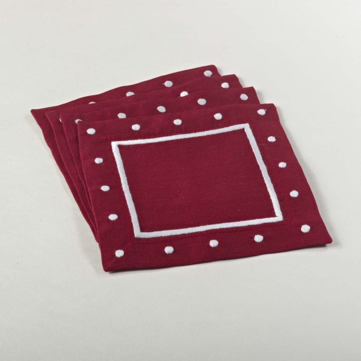 0551.r6s 6 In. Angelina Napkins Red Square Coaster, Red - Set Of 4