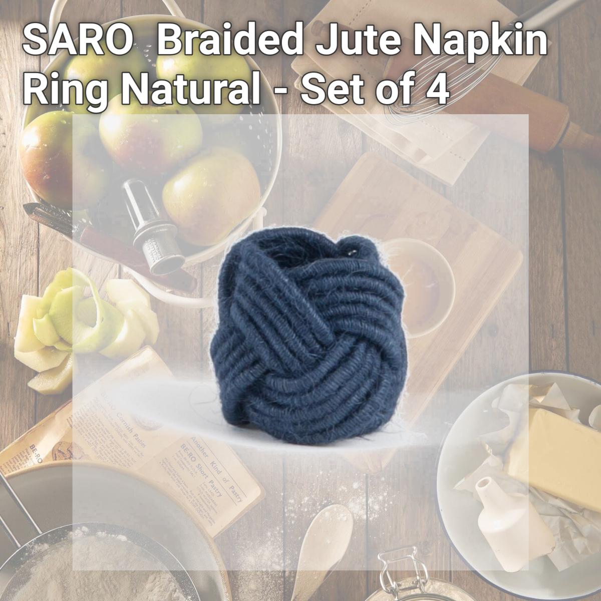 Picture of SARO NR241.N Braided Jute Napkin Ring  Natural - Set of 4