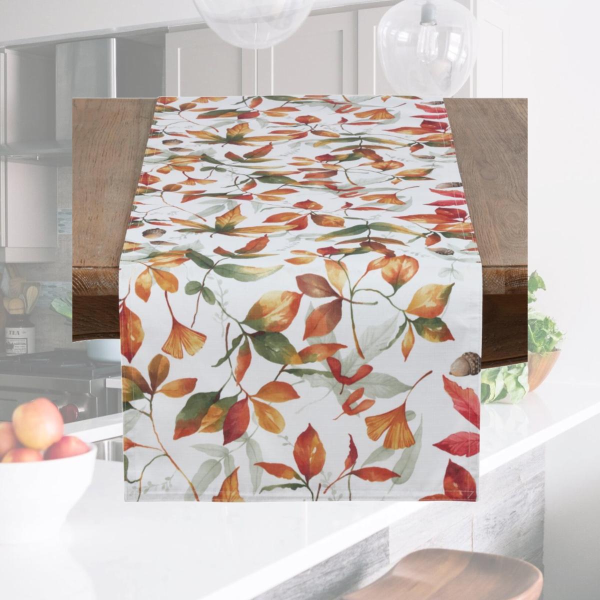 Picture of SARO 5050.M1672B 16 x 72 in. Rectangle Fall Leaves Design Table Runner in Soft Tones - Multi Color 