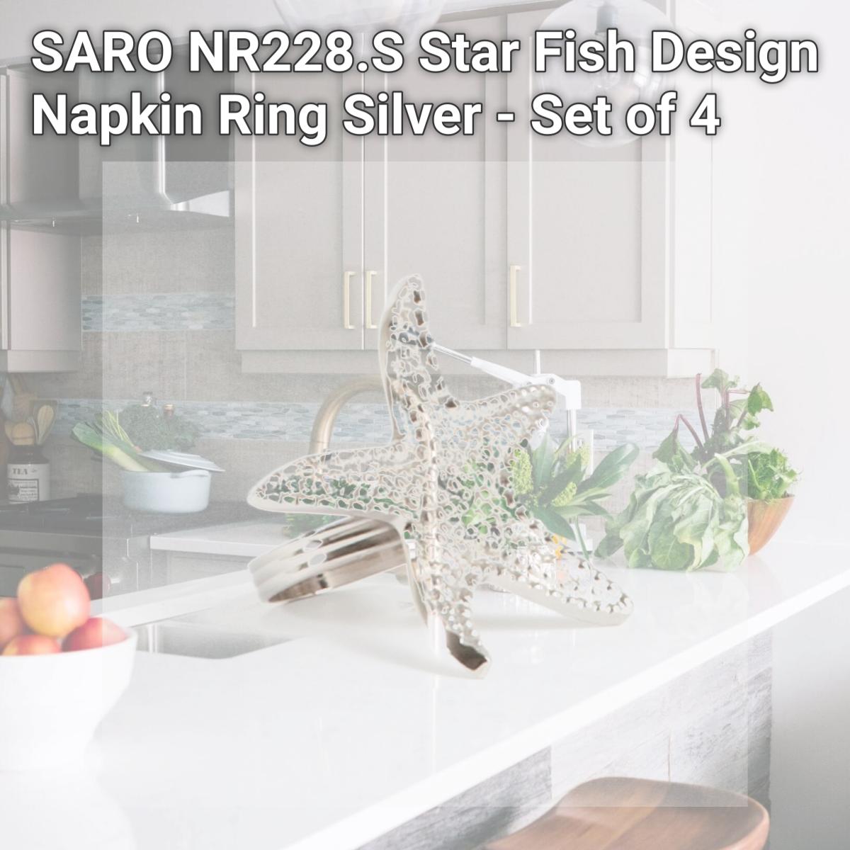 Picture of SARO NR228.S Star Fish Design Napkin Ring  Silver - Set of 4