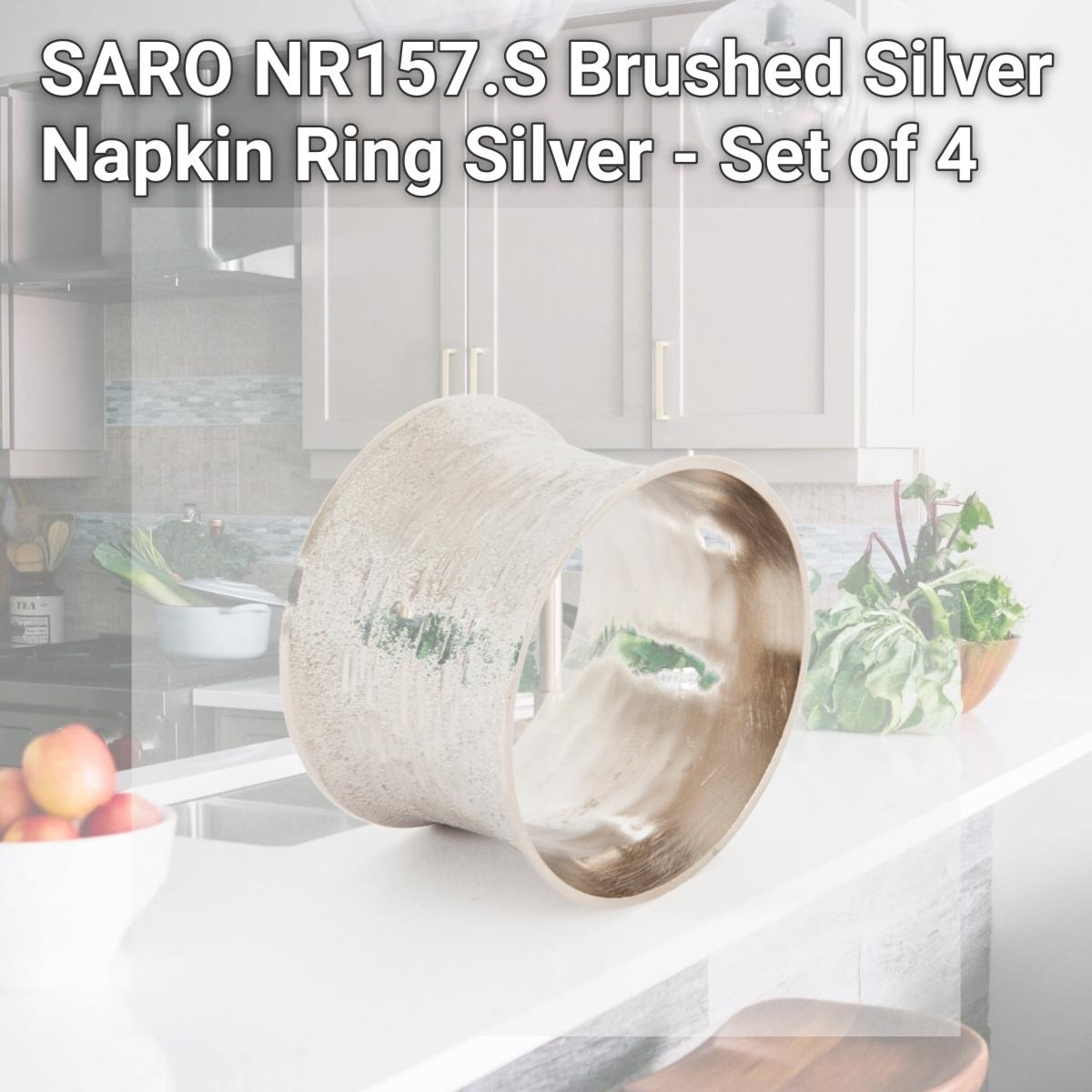 Picture of SARO NR157.S Brushed Silver Napkin Ring  Silver - Set of 4