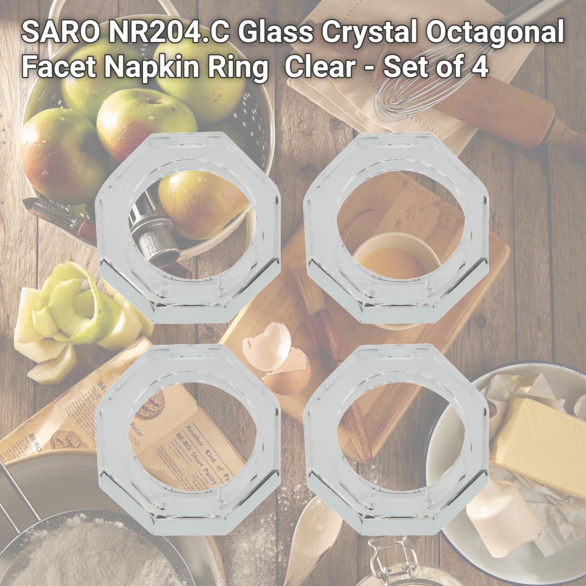 Picture of SARO NR204.C Glass Crystal Octagonal Facet Napkin Ring  Clear - Set of 4