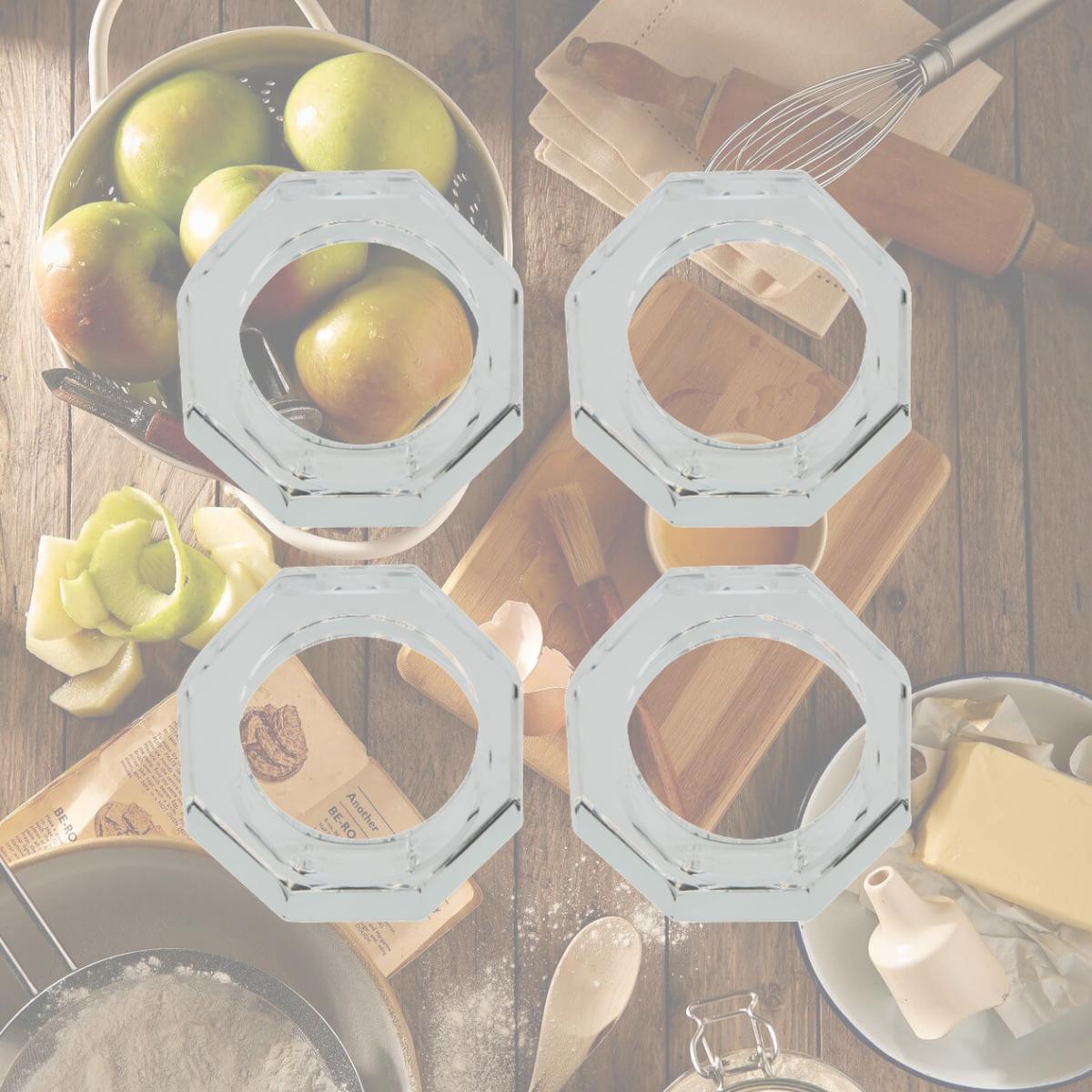 Picture of SARO NR204.C Glass Crystal Octagonal Facet Napkin Ring  Clear - Set of 4