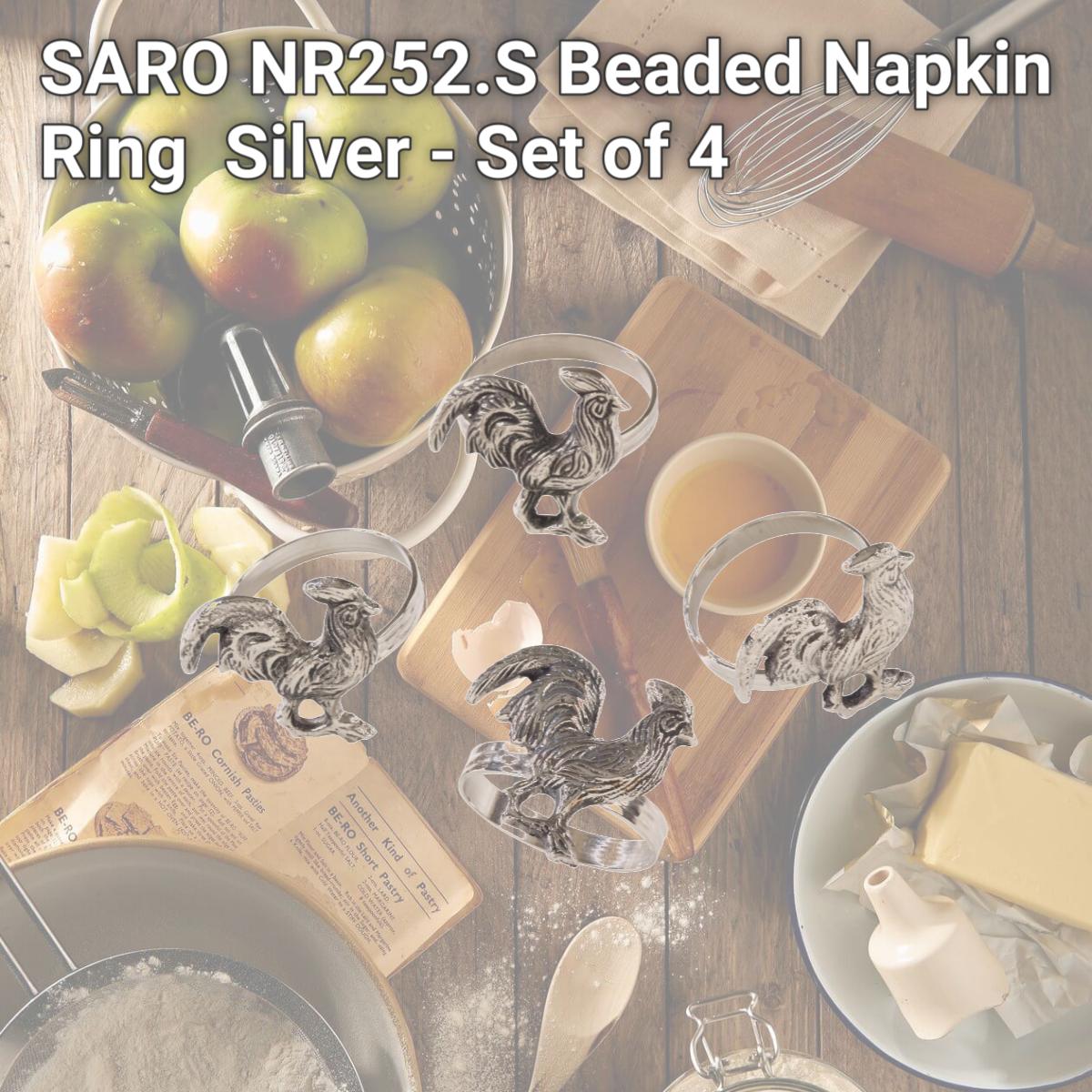 Picture of SARO NR252.S Beaded Napkin Ring  Silver - Set of 4