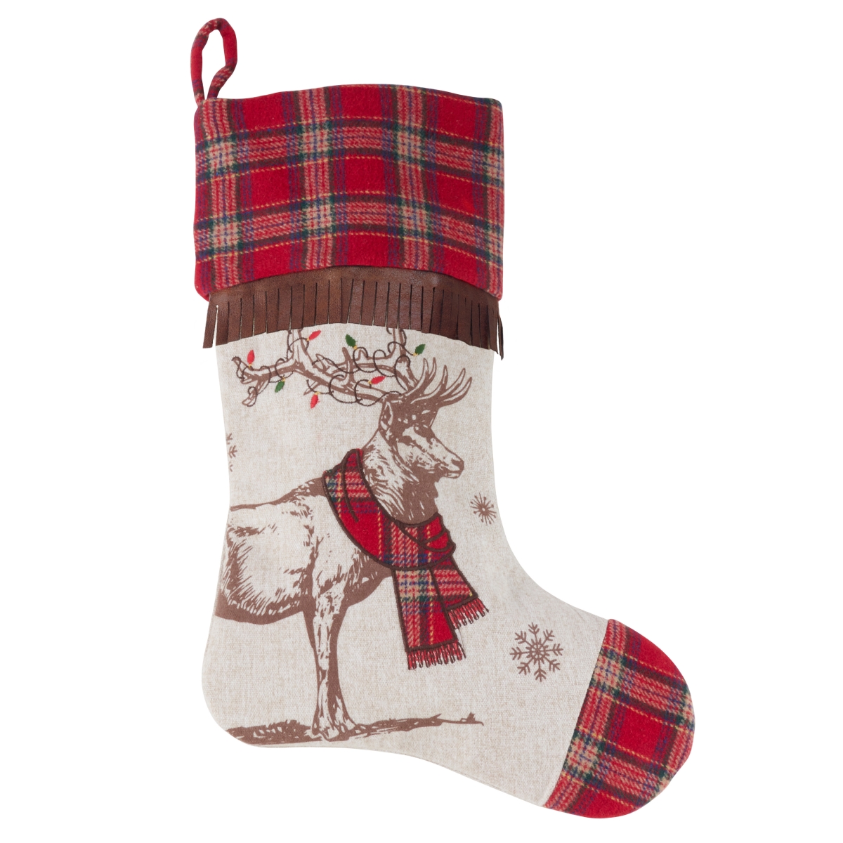 UPC 789323339942 product image for 7755.M1620 16 x 20 in. Festive Reindeer & Plaid Design Holiday Stocking - Multi  | upcitemdb.com