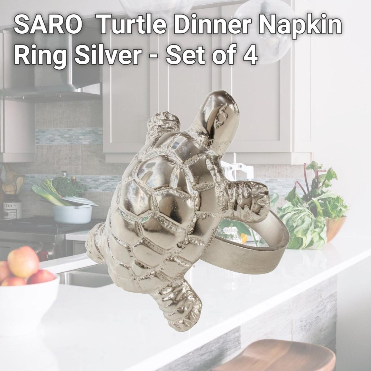 Picture of SARO NR783.S Turtle Dinner Napkin Ring  Silver - Set of 4