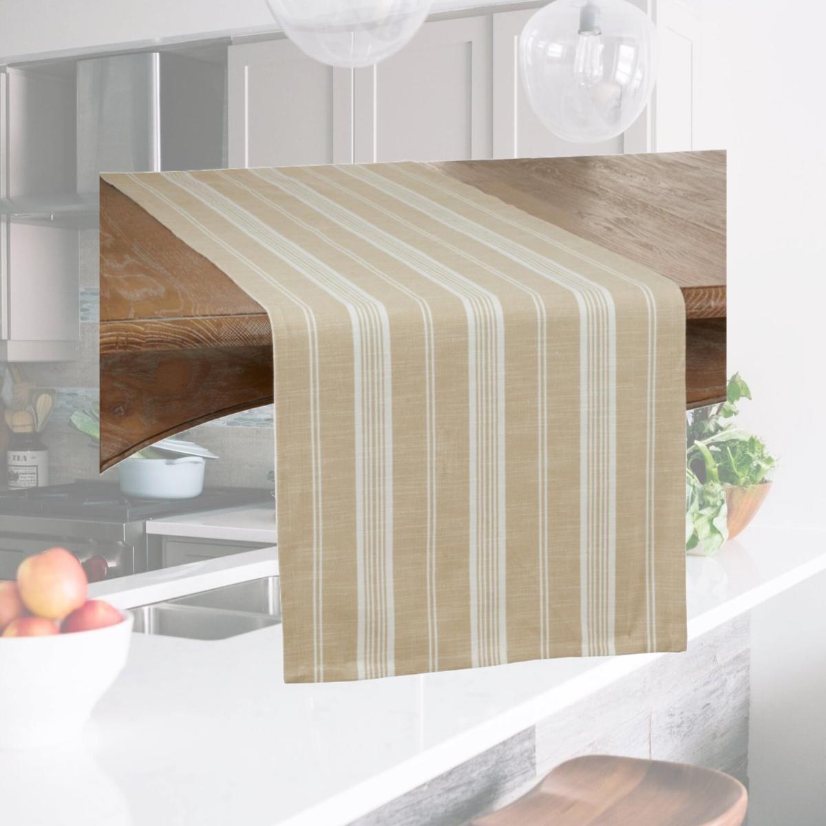 Picture of SARO 5618.KH1672B 16 x 72 in. Oblong Cotton Table Runner with Khaki Striped Design