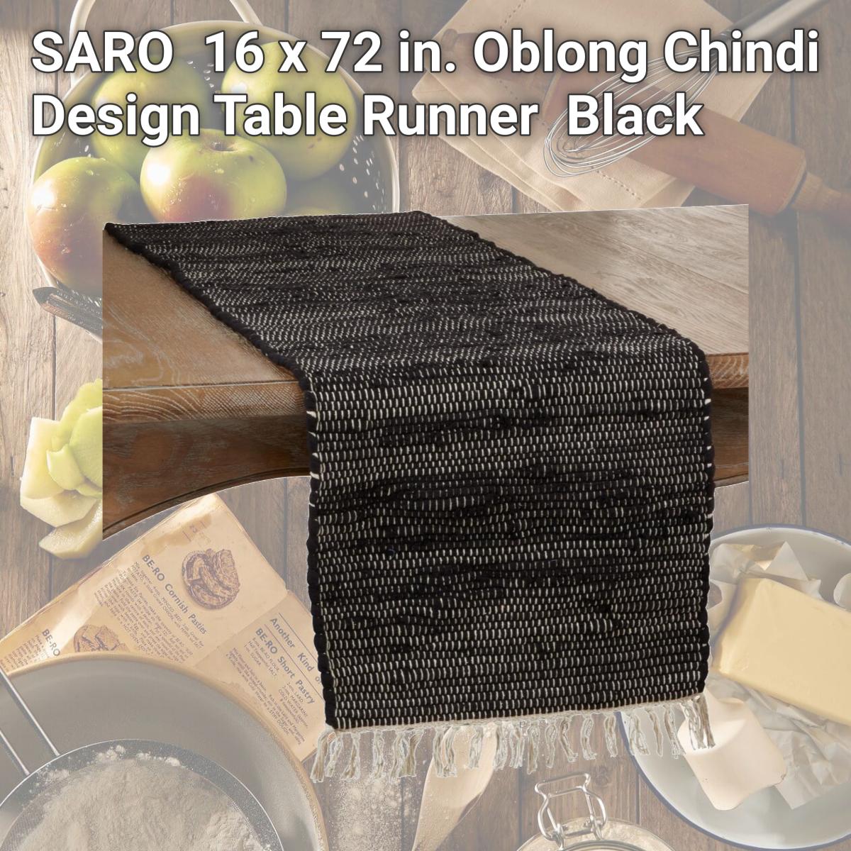 Picture of SARO 3332.BK1672B 16 x 72 in. Oblong Chindi Design Table Runner  Black