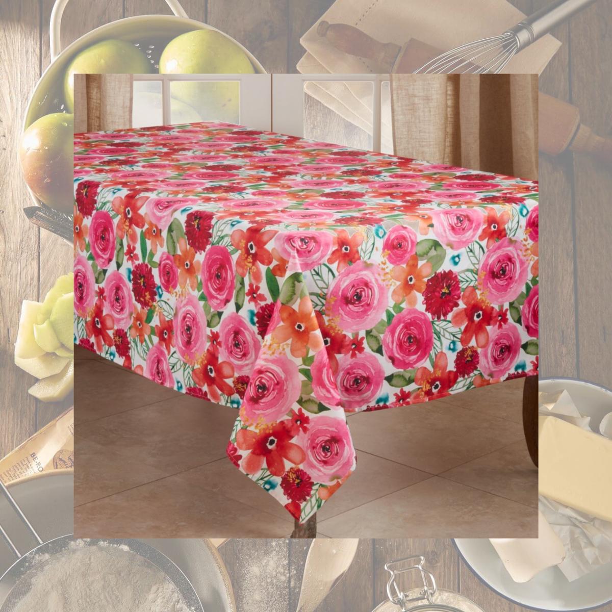 Picture of SARO 3233.M65120B 65 x 120 in. Oblong Casual Tablecloth with Floral Design