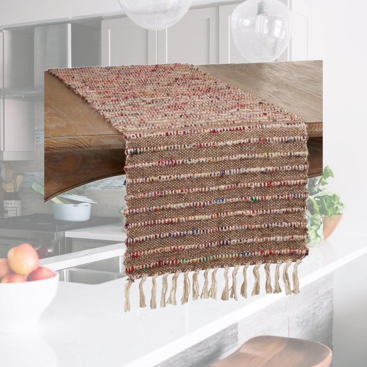 Picture of SARO 2852.M1672B 16 x 72 in. Oblong Cotton Table Runner with Corded Design