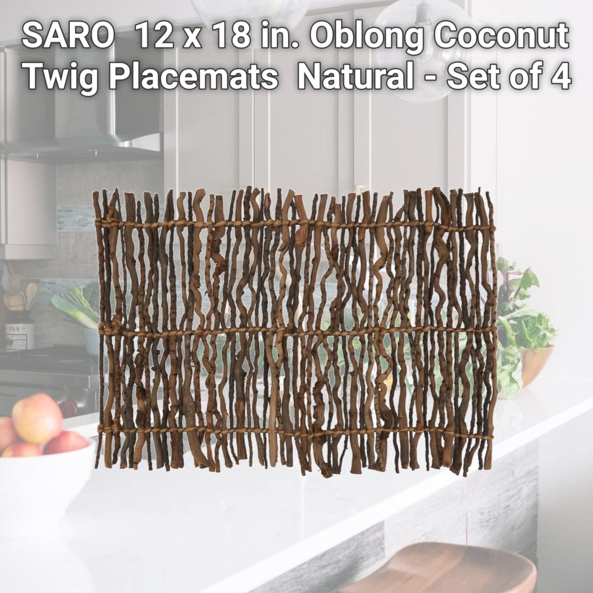 Picture of SARO 4519.N1218B 12 x 18 in. Oblong Coconut Twig Placemats  Natural - Set of 4