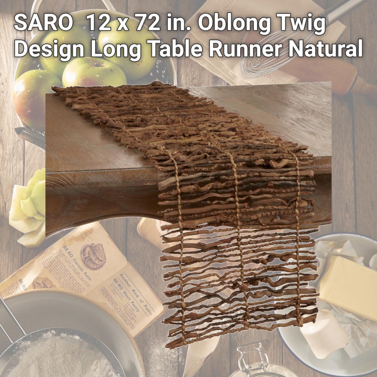Picture of SARO 4519.N1272B 12 x 72 in. Oblong Twig Design Long Table Runner  Natural