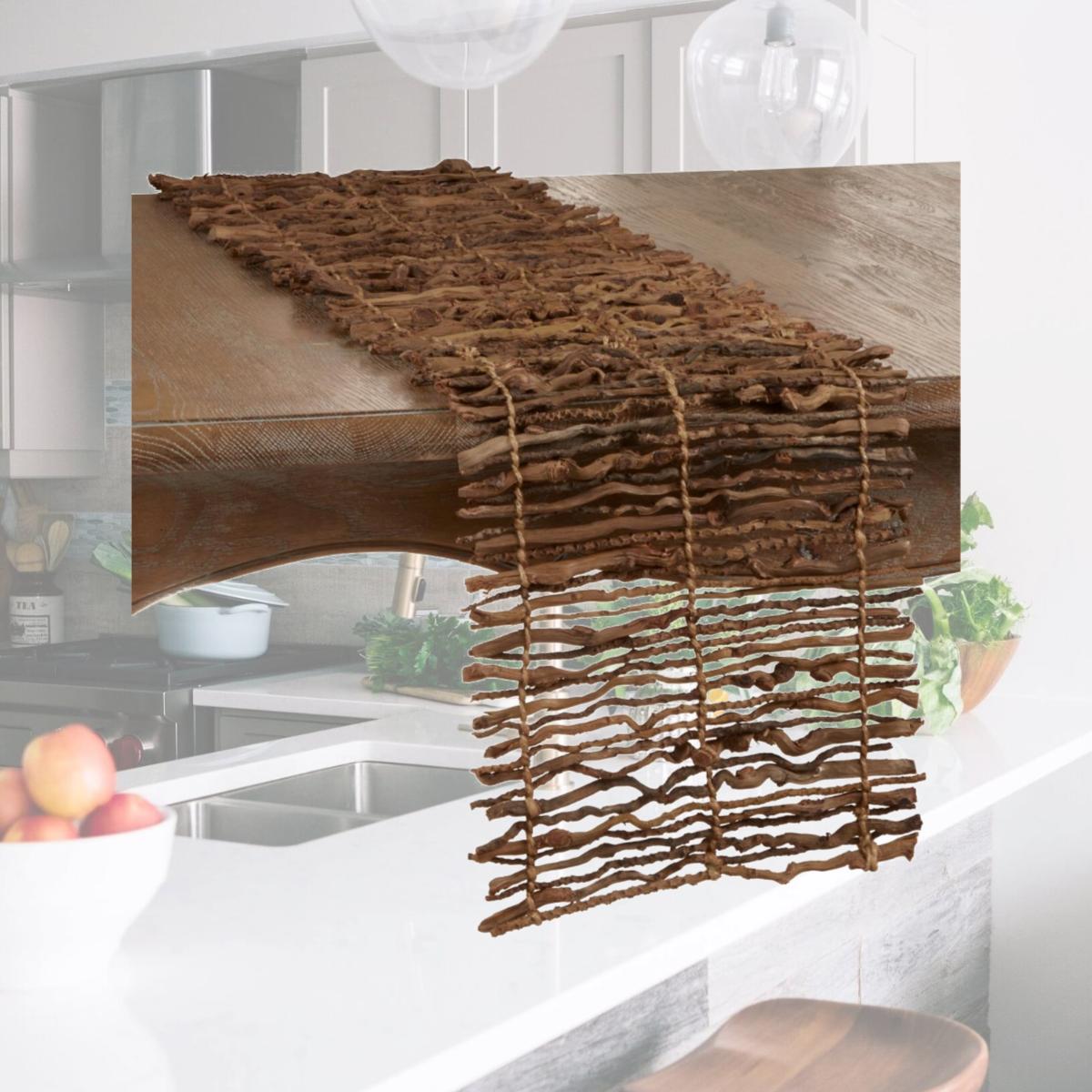 Picture of SARO 4519.N1272B 12 x 72 in. Oblong Twig Design Long Table Runner  Natural