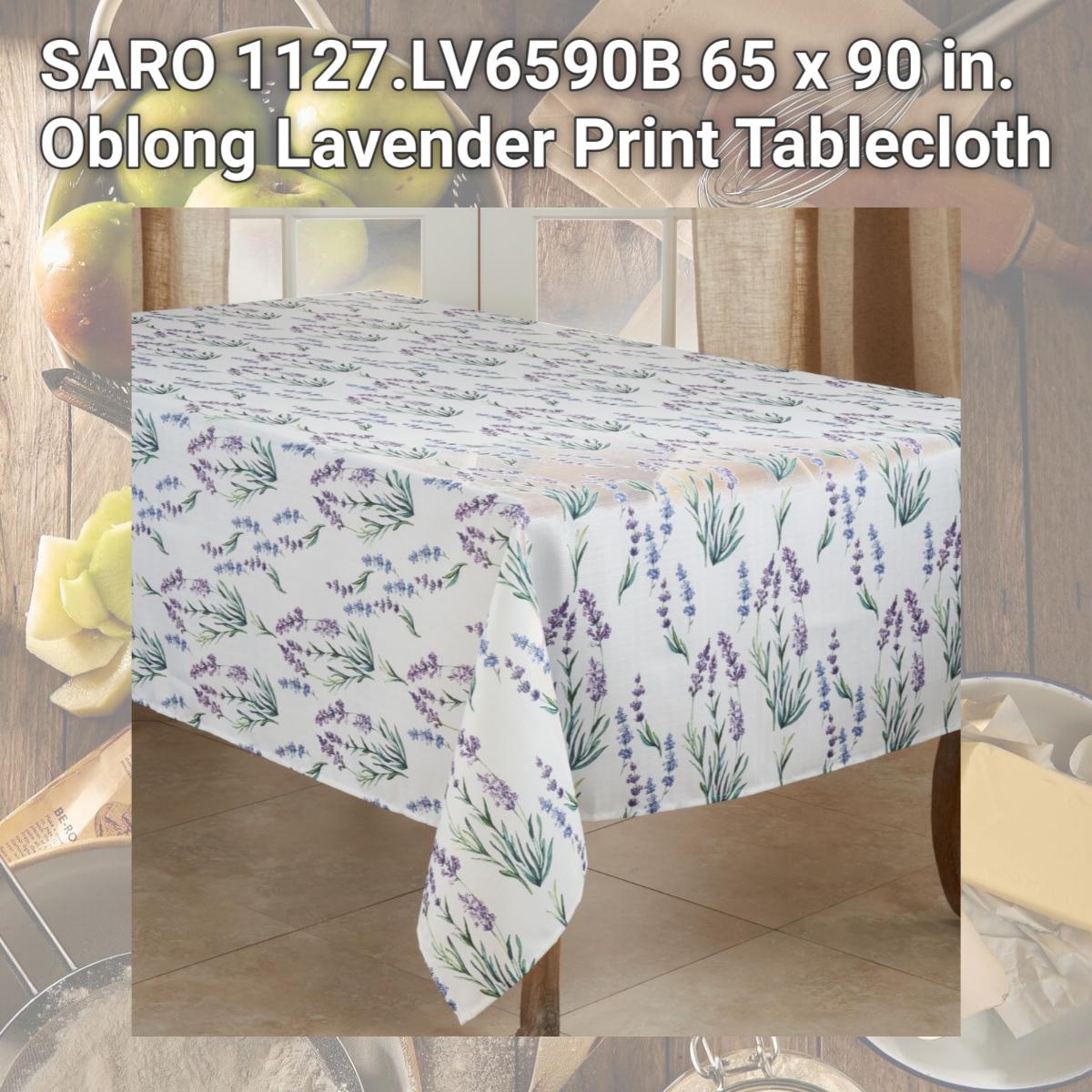 Picture of SARO 1127.LV6590B 65 x 90 in. Oblong Lavender Print Tablecloth