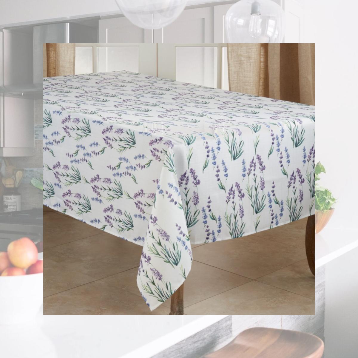 Picture of SARO 1127.LV6590B 65 x 90 in. Oblong Lavender Print Tablecloth